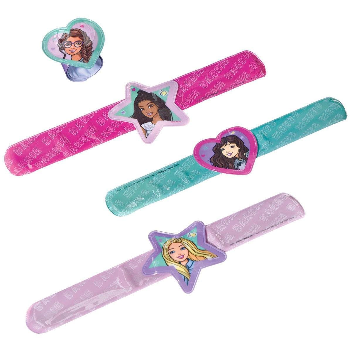 AMSCAN CA Kids Birthday Barbie Slap Bracelets, 4 Count