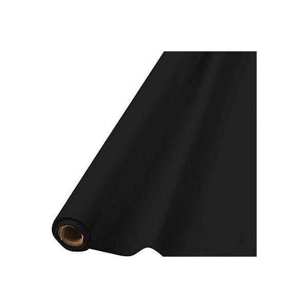 JHDZDHY Rouleau De Nappe Jetable En Plastique De 137,2 Cm X 30,5 M Avec Cutter Coulissant Pour Tous Les Types/formes De Tables | Pique-nique, Fête, Banquet, Anniversaire, Mariage (noir Et Pois Dorés