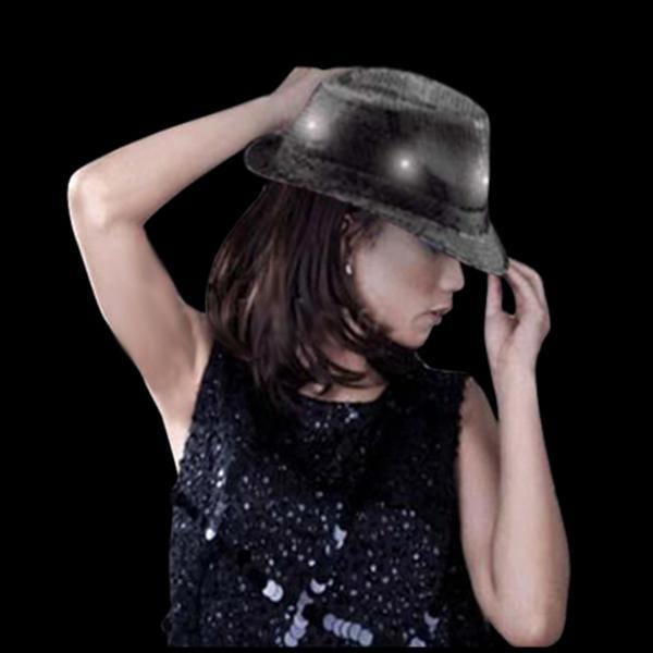 Light Up Sequin Trilby Hat Adult Black Light Up Sequin Trilby Hat Adult Black