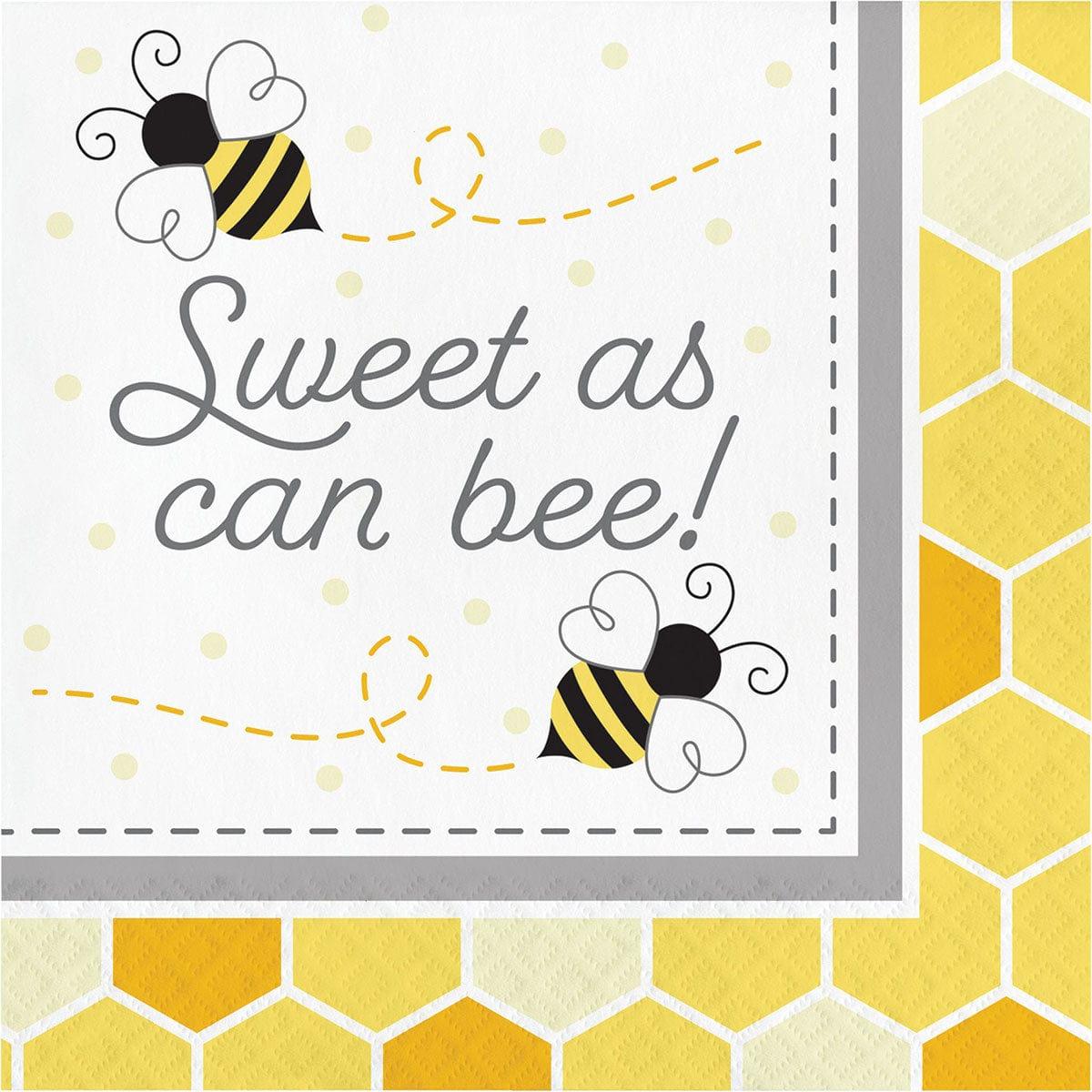 CREATIVE CONVERTING Baby Shower Bumblebee Baby "Sweet as Can Bee!" Lunch Napkins, 16 Count