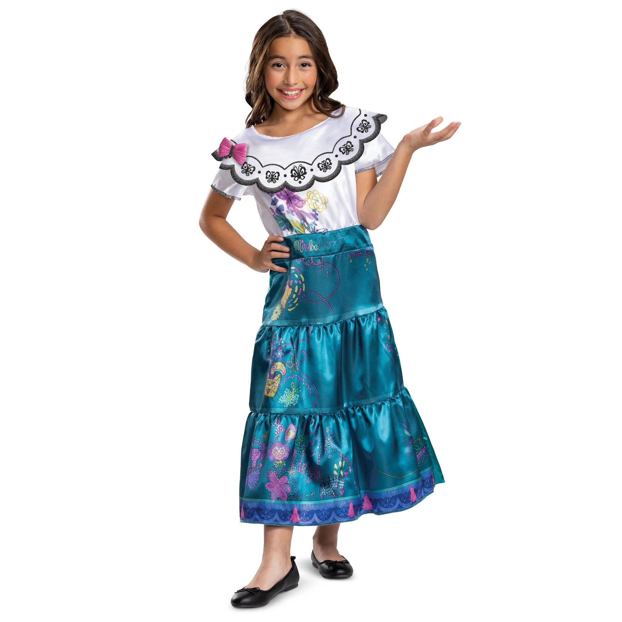 Costume classique de Mirabel pour enfants, Disney Encanto, Robe fleurie  bleue