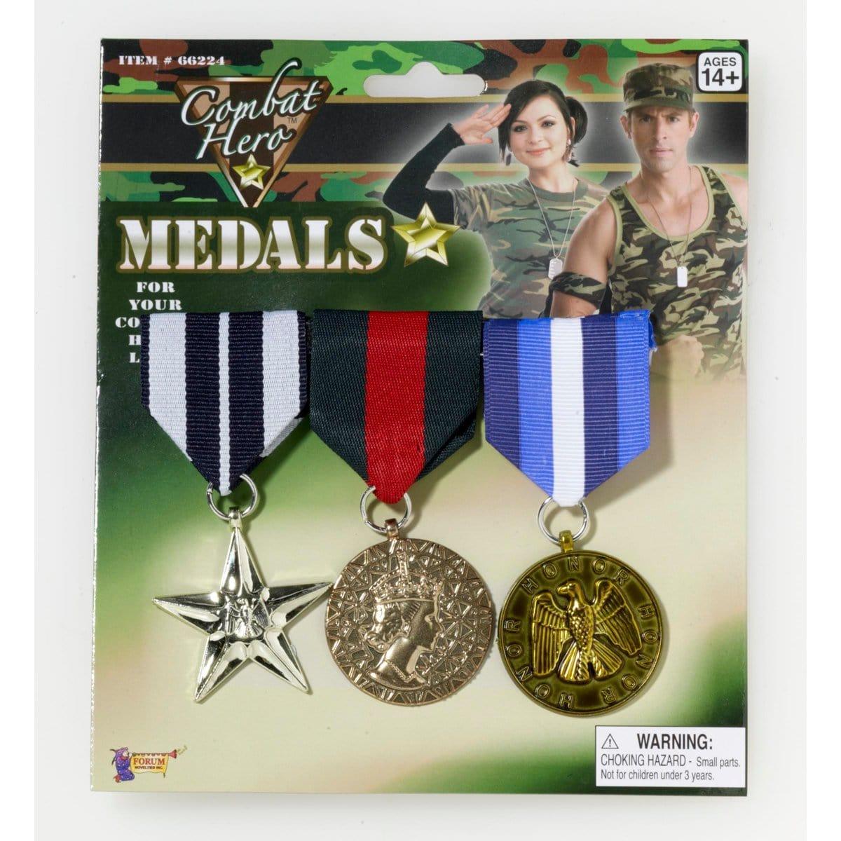 Military Medals 3 Pieces Costume Accessory