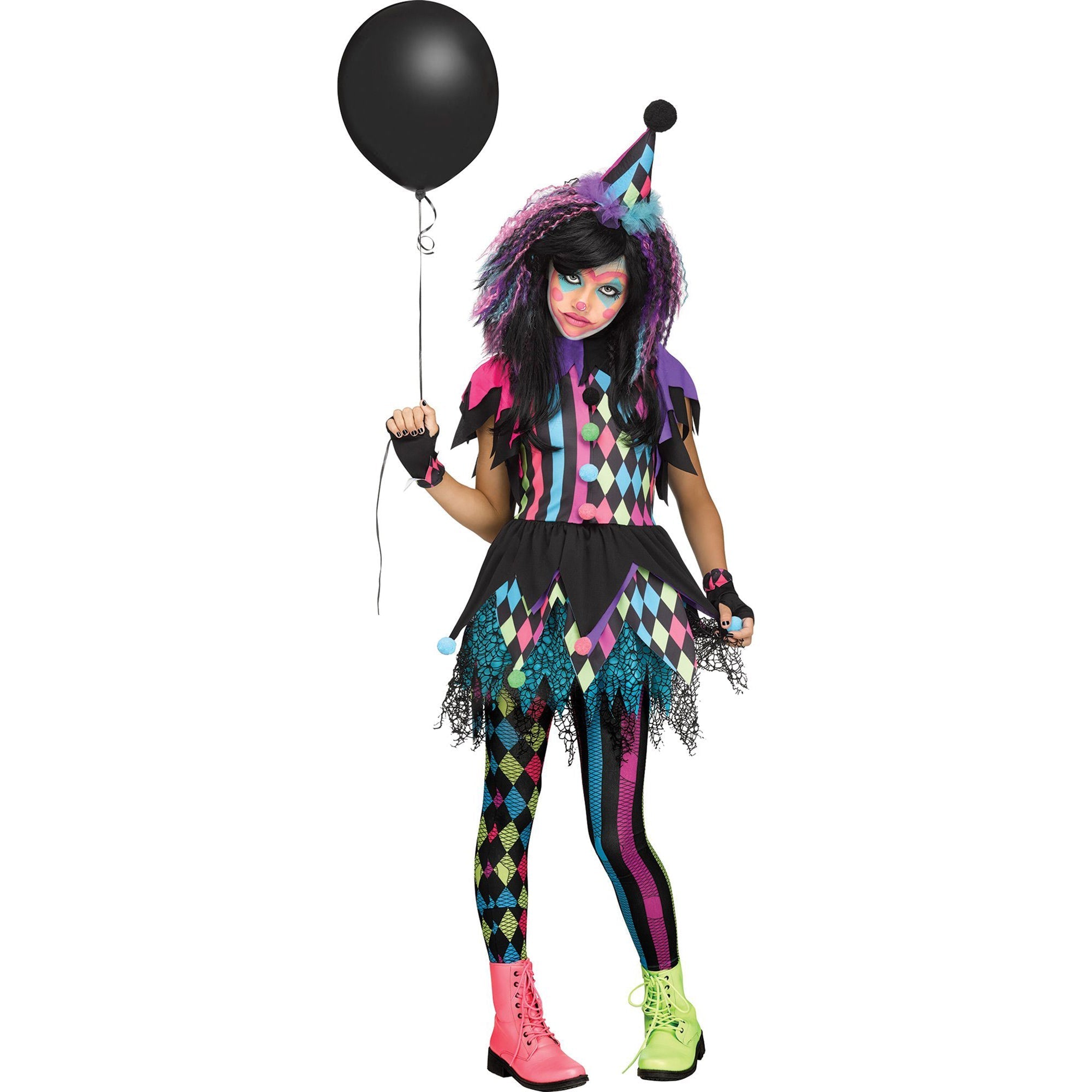 Kids Girls Black Footless Tights Size M Halloween Costume Black