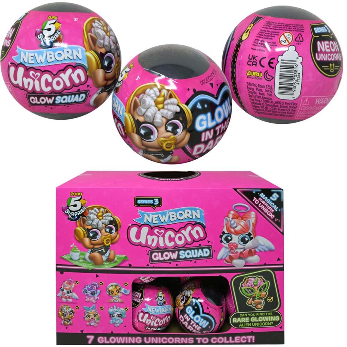 Newborn Unicorn Glow Squad Mini Figures, Assortment Party Expert