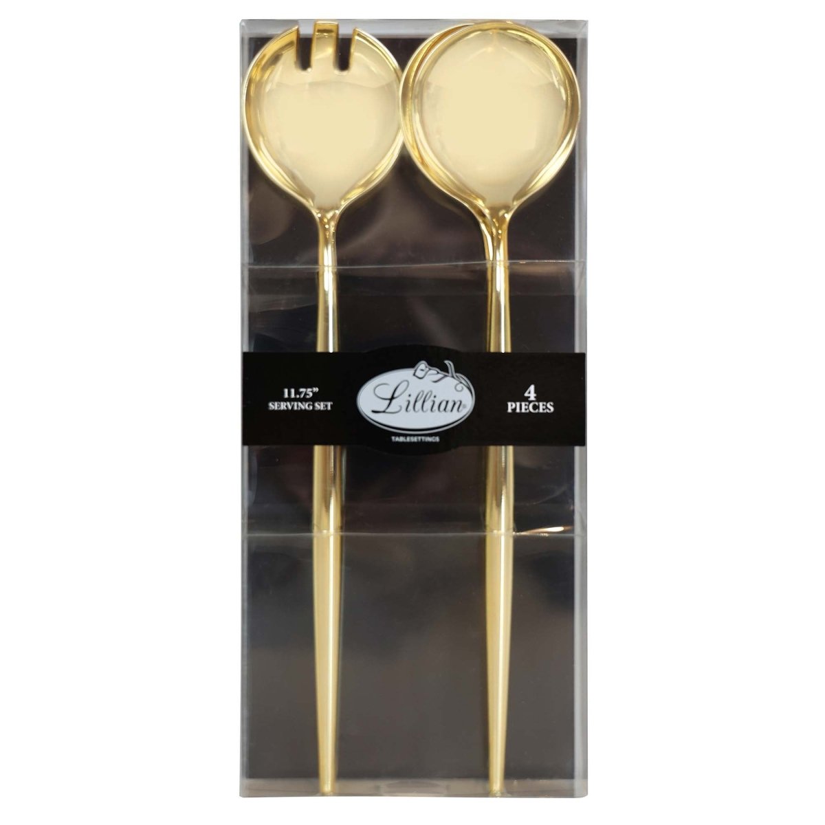 KINGZAK INDUSTRIES INC Disposable-Plasticware Gold Serving Set, 11,75 Inches, 4 Count 763615370011