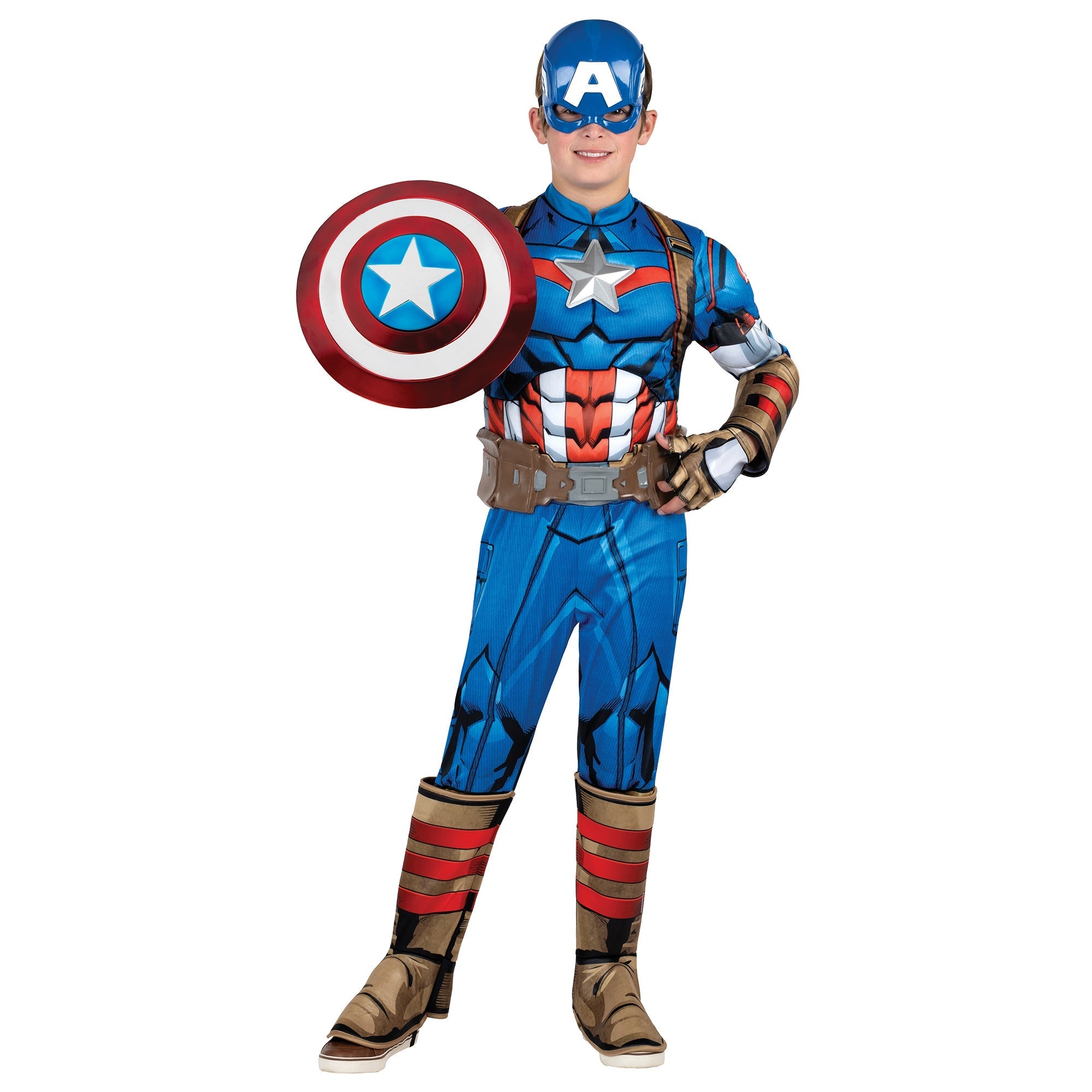 Costume premium de Captain America avec bouclier pour enfants, Marvel  Avengers