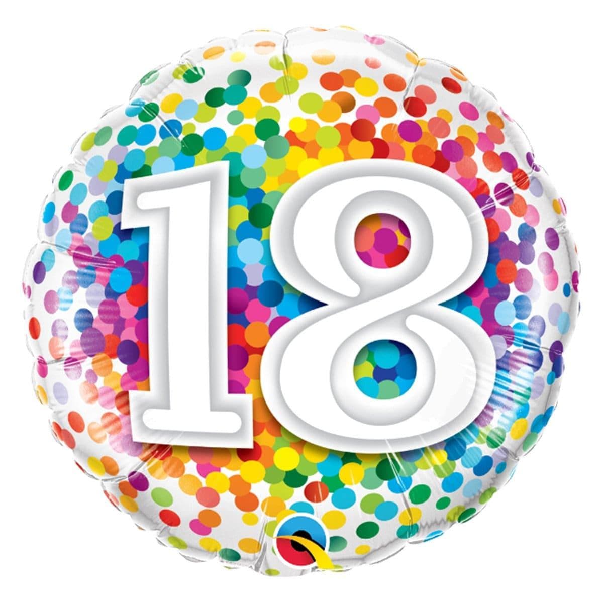 18th Birthday Rainbow Confetti Foil Balloon