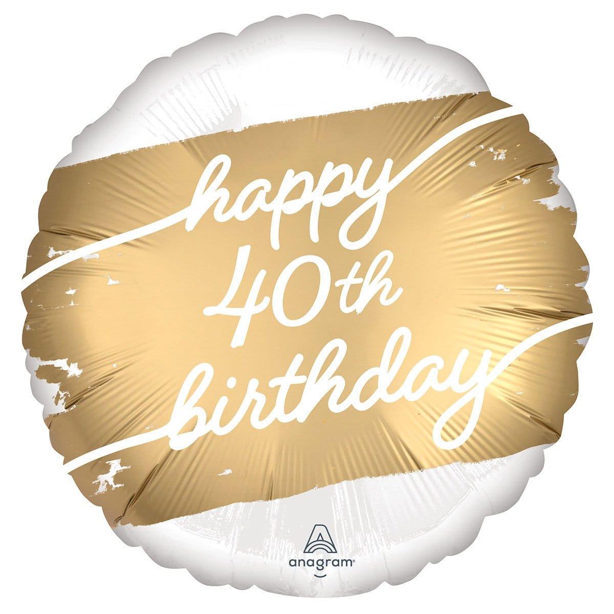 40th Gold Birthday Foil Balloon, 18 Inches
