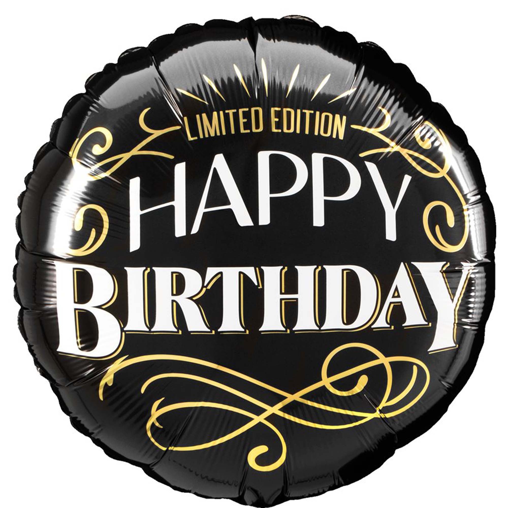 Gold and White Happy Birthday Balloon 18 inch