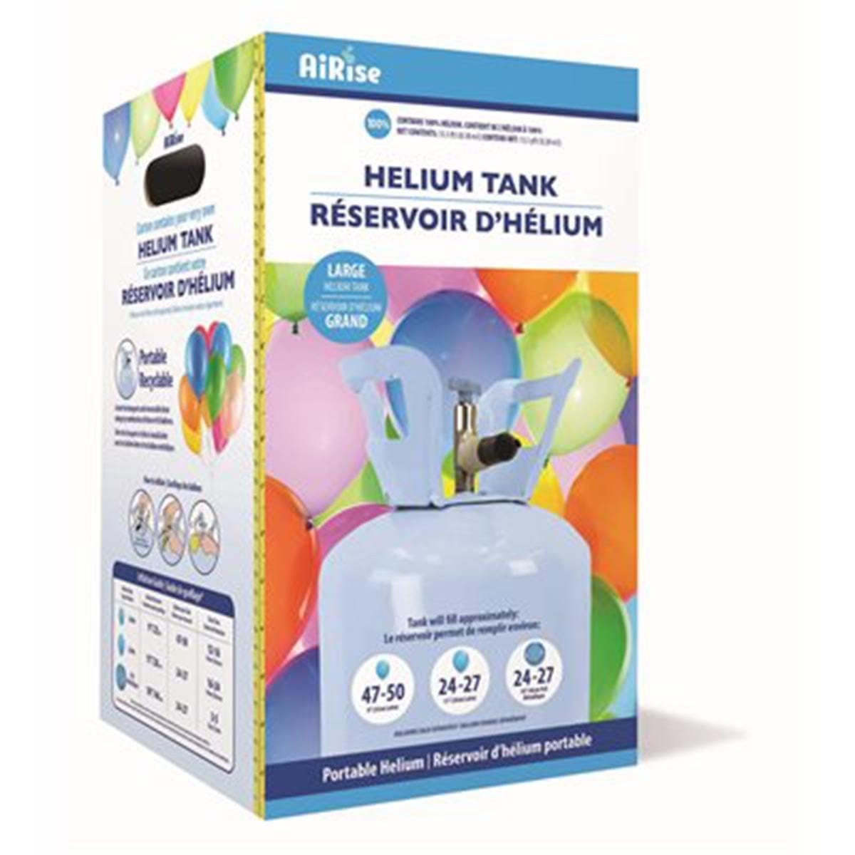 Gaz à ballon hélium pour jusqu'à 50 ballons/XXL - Réservoir à hélium  jetable avec 50 ballons en latex/ruban de ballon pour un remplissage facile  des