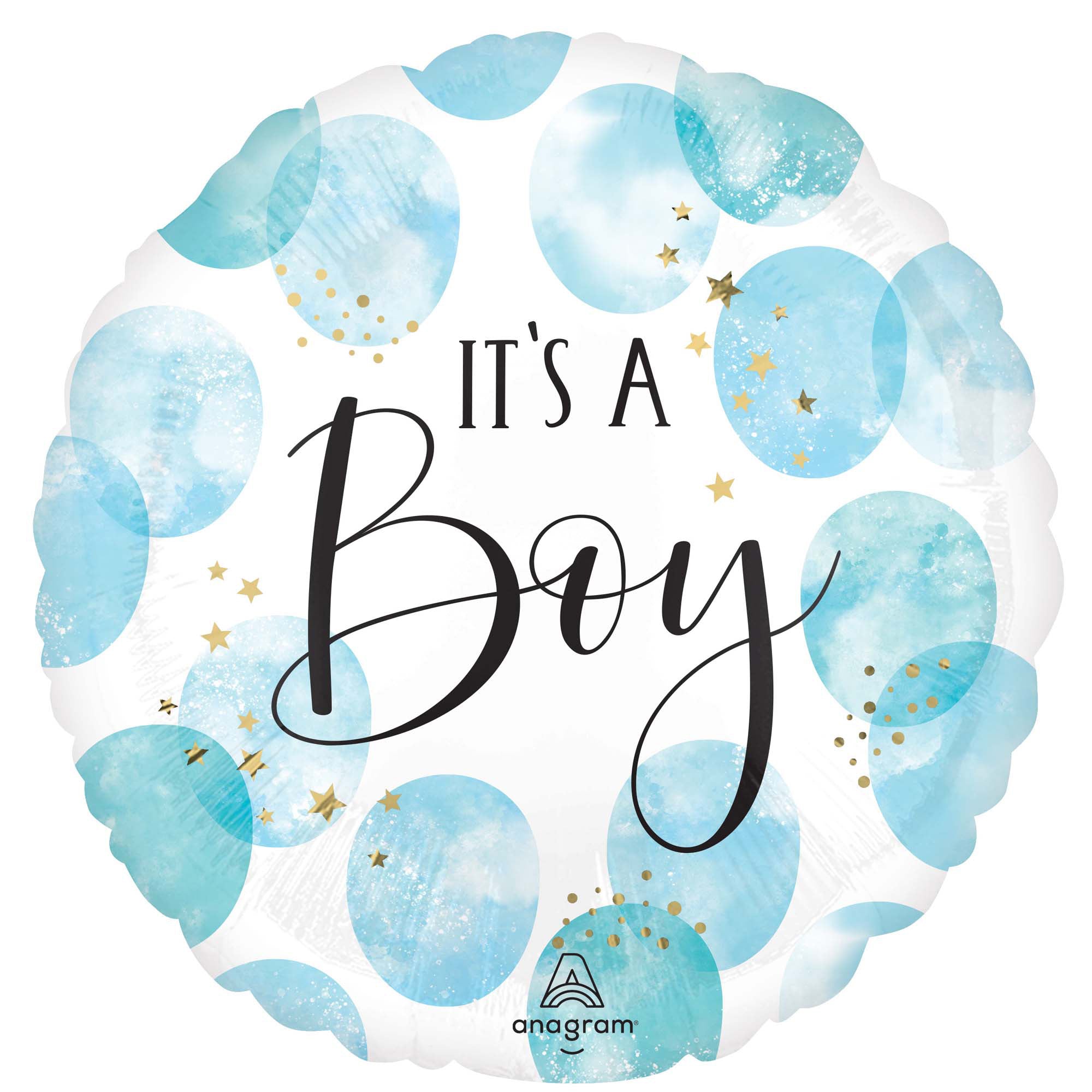 It s a Boy Round Foil Balloon Baby Boy Watercolor 18 Inches 1 Count
