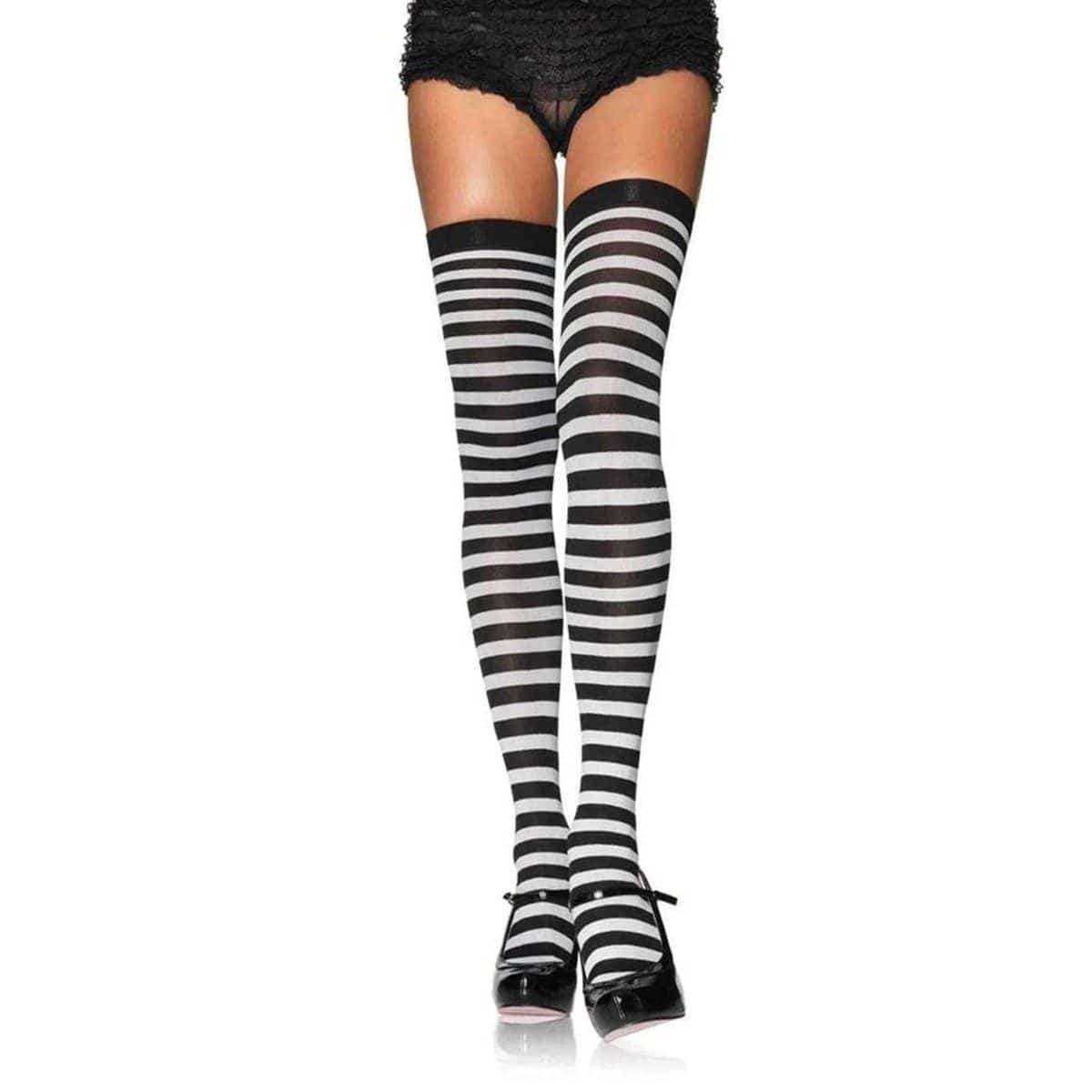 Black White Striped Thigh High Socks for Women – Party Expert