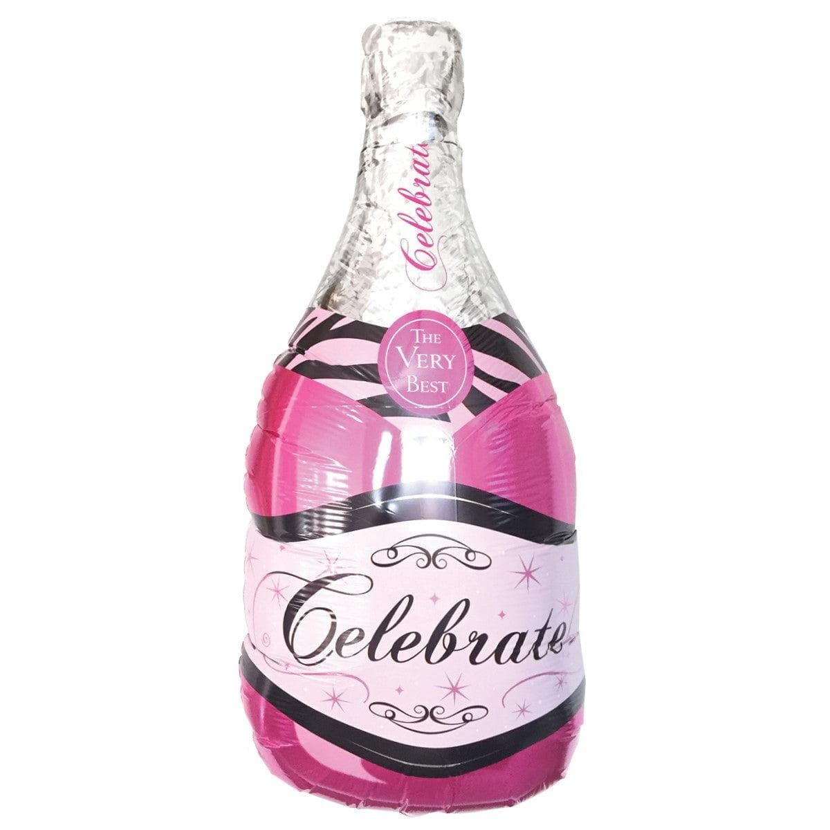 Ballon Mylar Supershape de Bouteille de champagne rose - Party Expert