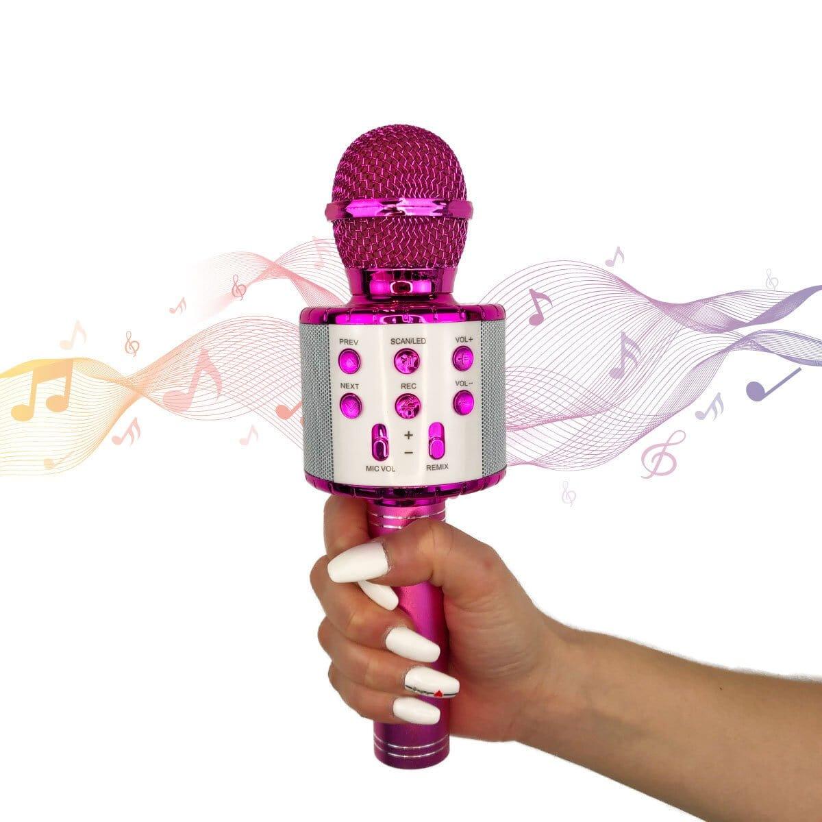 Bluetooth 4 en 1 Karaoké Microphone sans fil avec lumières LED
