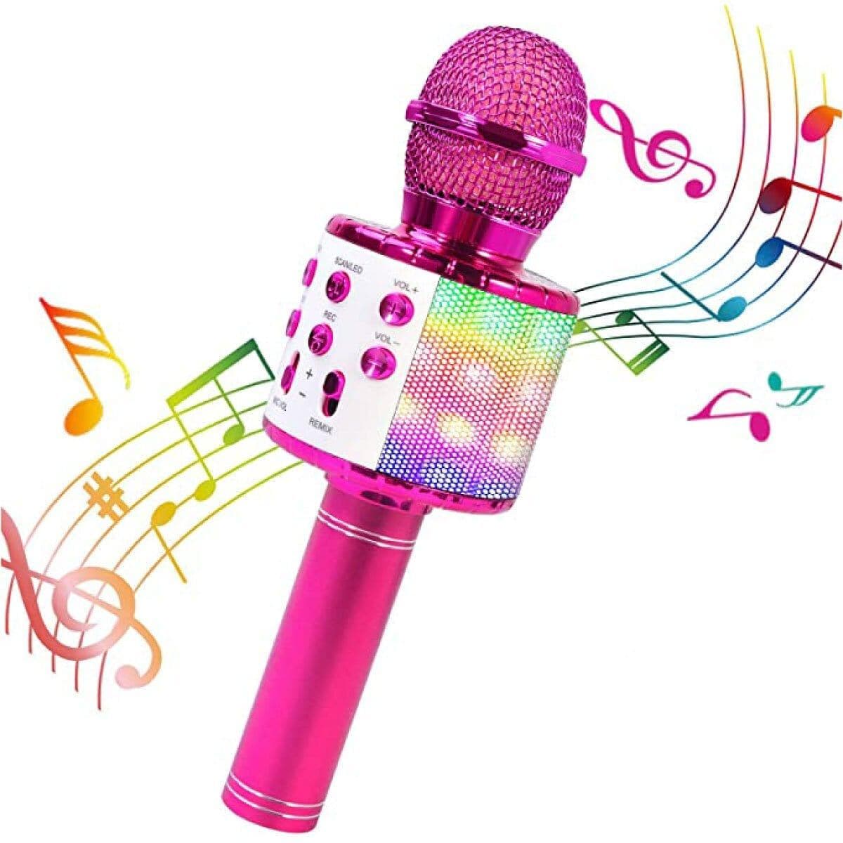 Microphone Karaoké Sans Fil avec Lumières DEL, Fuchsia – Party Expert