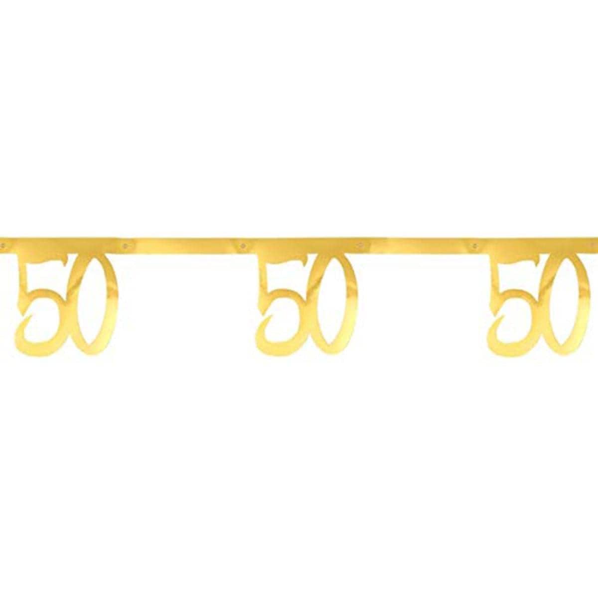 SANTEX Age Specific Birthday 50 Years Old Birthday Banner, Metallic Gold
