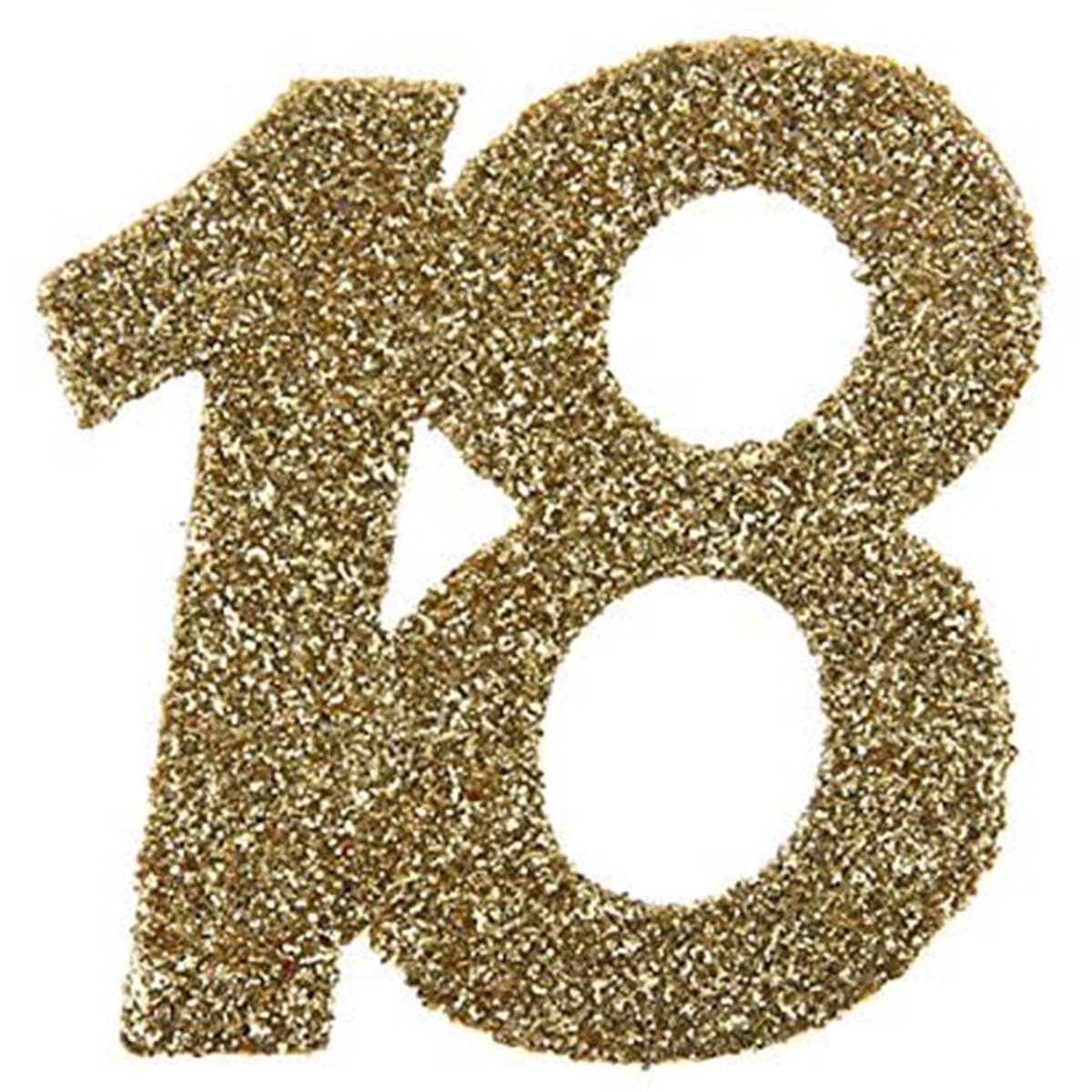 Gold Glitter Number 18 Table Decoration - Sparkling Cake Topper & Party Decor