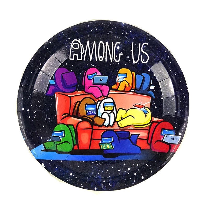 Among Us Round Lunch Paper Plates, 9 in Party Supplies Party Expert