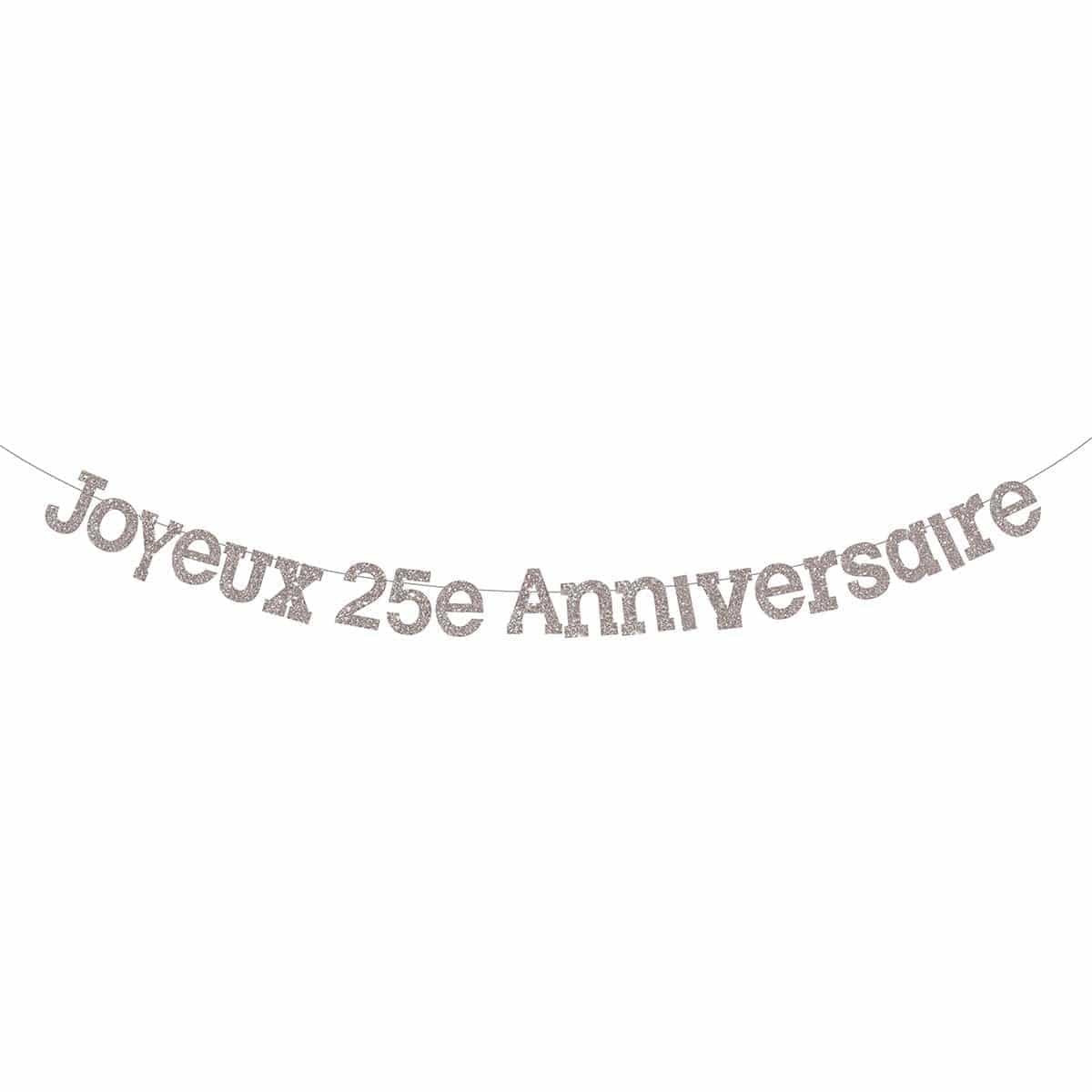 Bannière Argentée Joyeux Anniversaire 25 - Party Expert