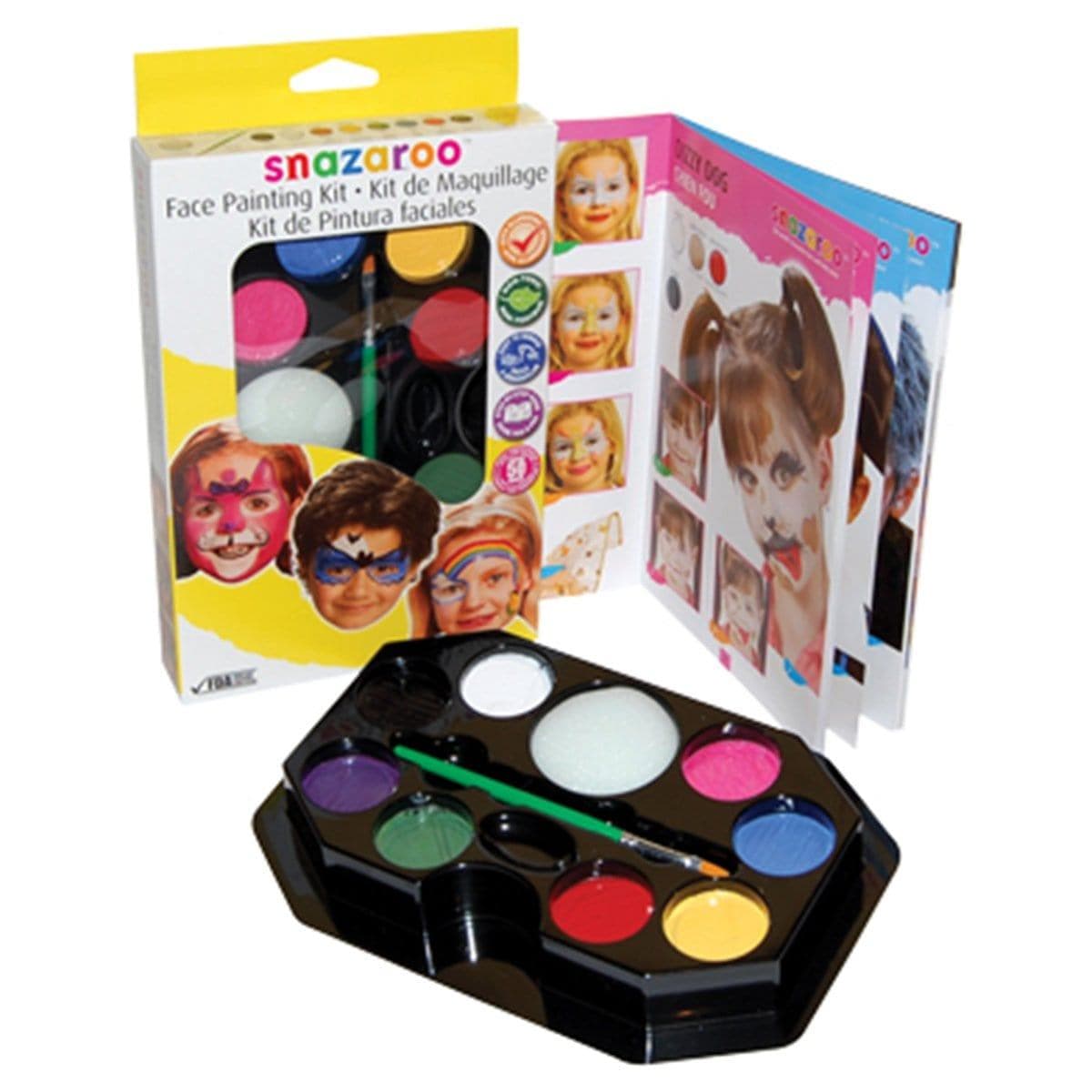 Kit Maquillage Enfant Kit Peinture Visage Lets Joy Pour Enfants - 12 Couleurs Solubles à L'Eau - Pochoirs, Autocollants, Pinceau - Halloween Carnaval Accessoire Déguisement Fête Enfant