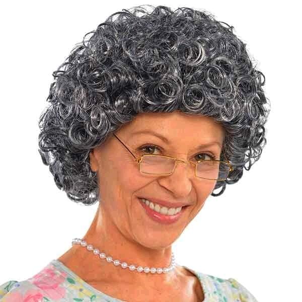 Grey Granny Curl Wig for Women Party Expert