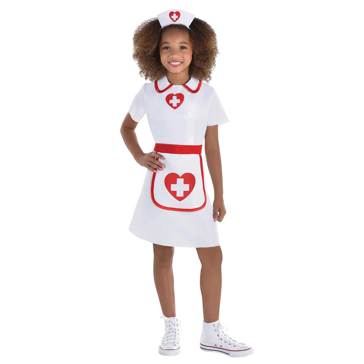 Sweetheart Nurse Costume for Kids, White and Red Dress Party Expert