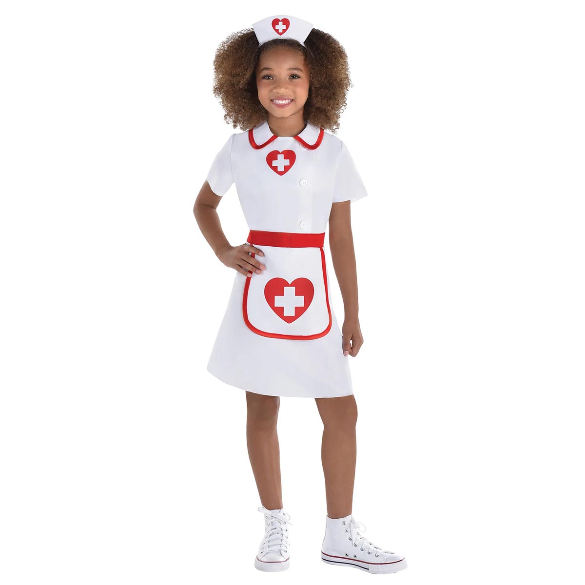 Sweetheart Nurse Costume for Kids, White and Red Dress