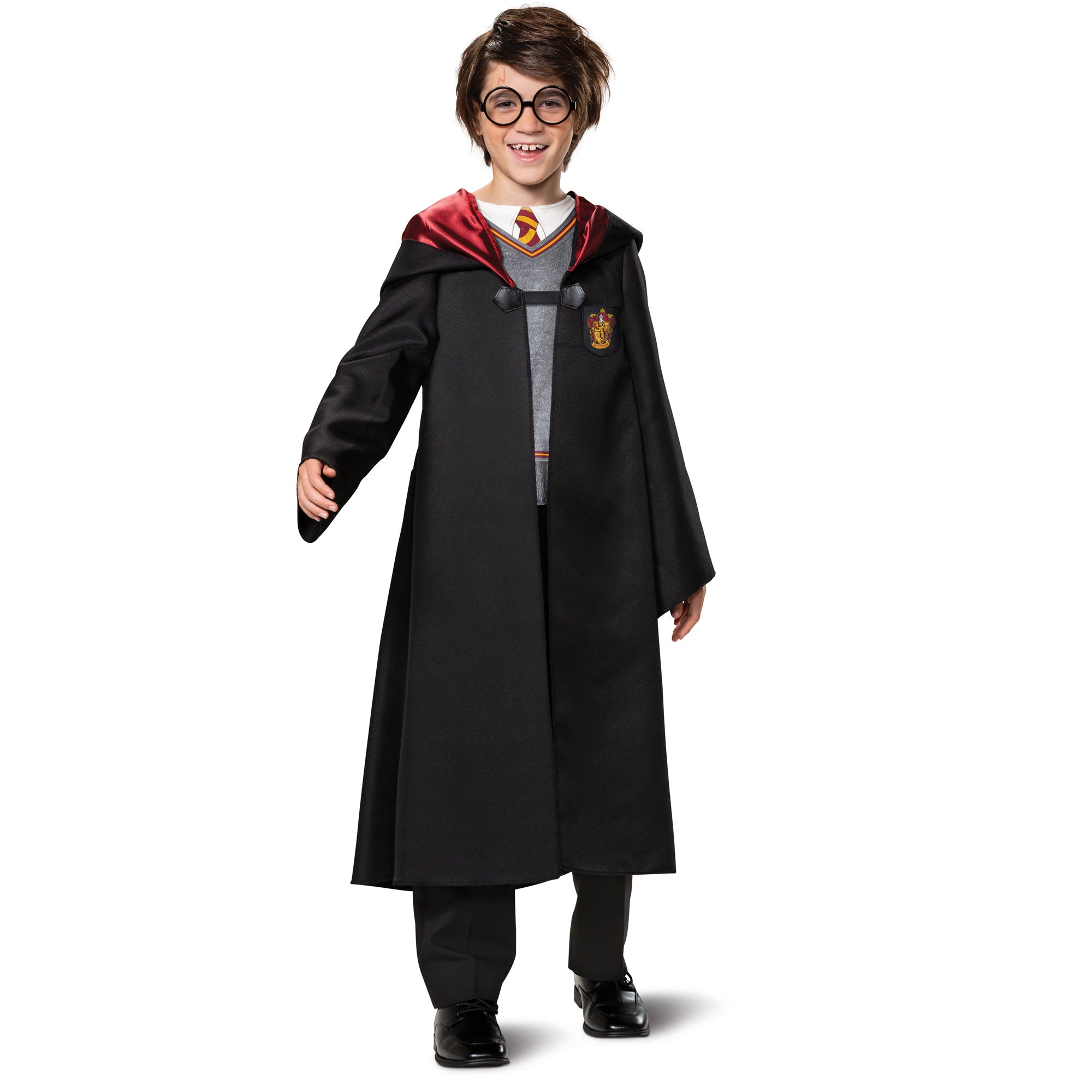 Harry Potter Gryffindor Robe Costume for Kids, Black and Red Satin Robe