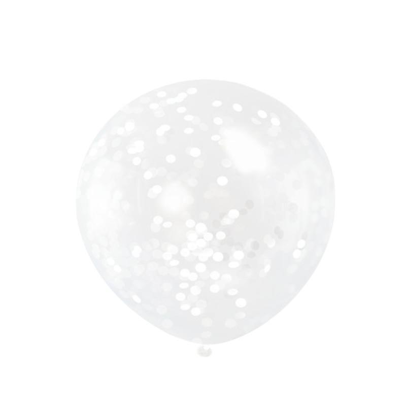 Buy Balloons Balloons With White Confetti, 12 Inches, 6 Count sold at Party Expert