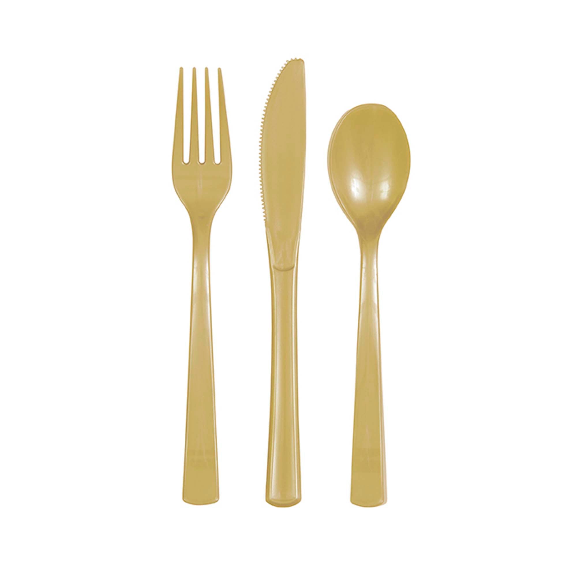 Gold Plastic Cutlery Set, 18 Count Party Expert