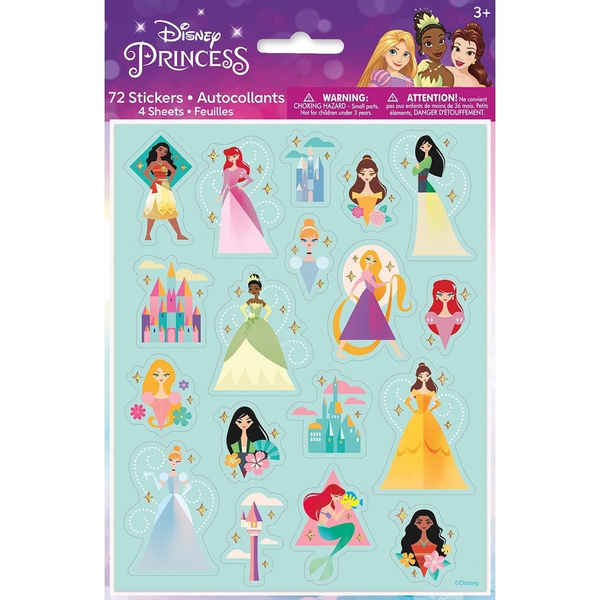 Disney Princess Sticker Sheets, 4 Sheets | Party Expert