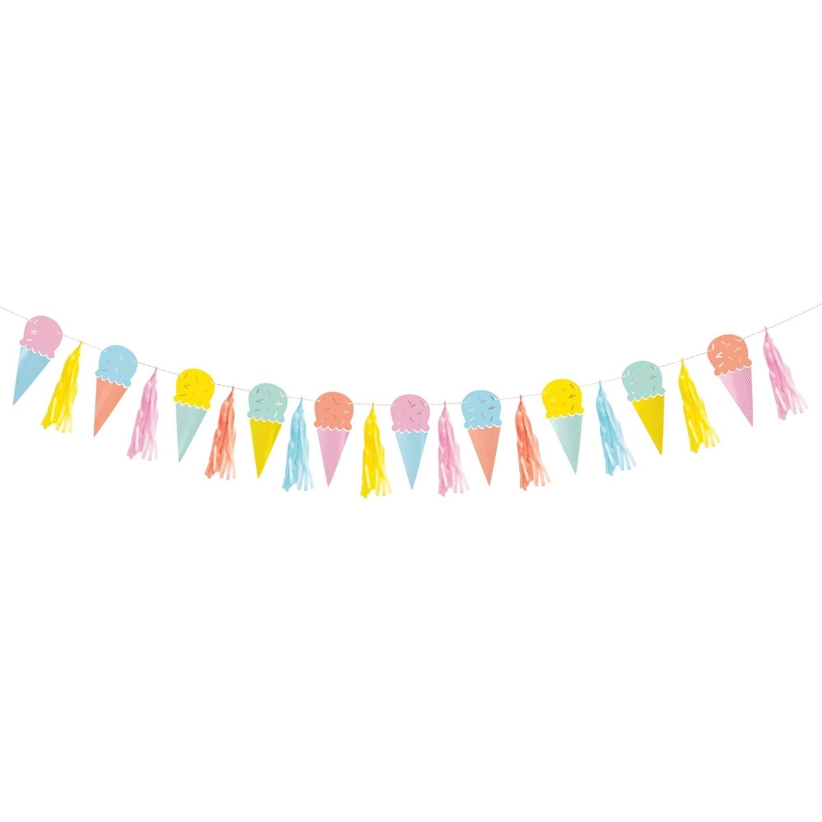 thumbnail image 2 of Unique Ice Cream Party Garland – Summer Tropical Tassel Bunting Decoration – 182cm 2 of 4