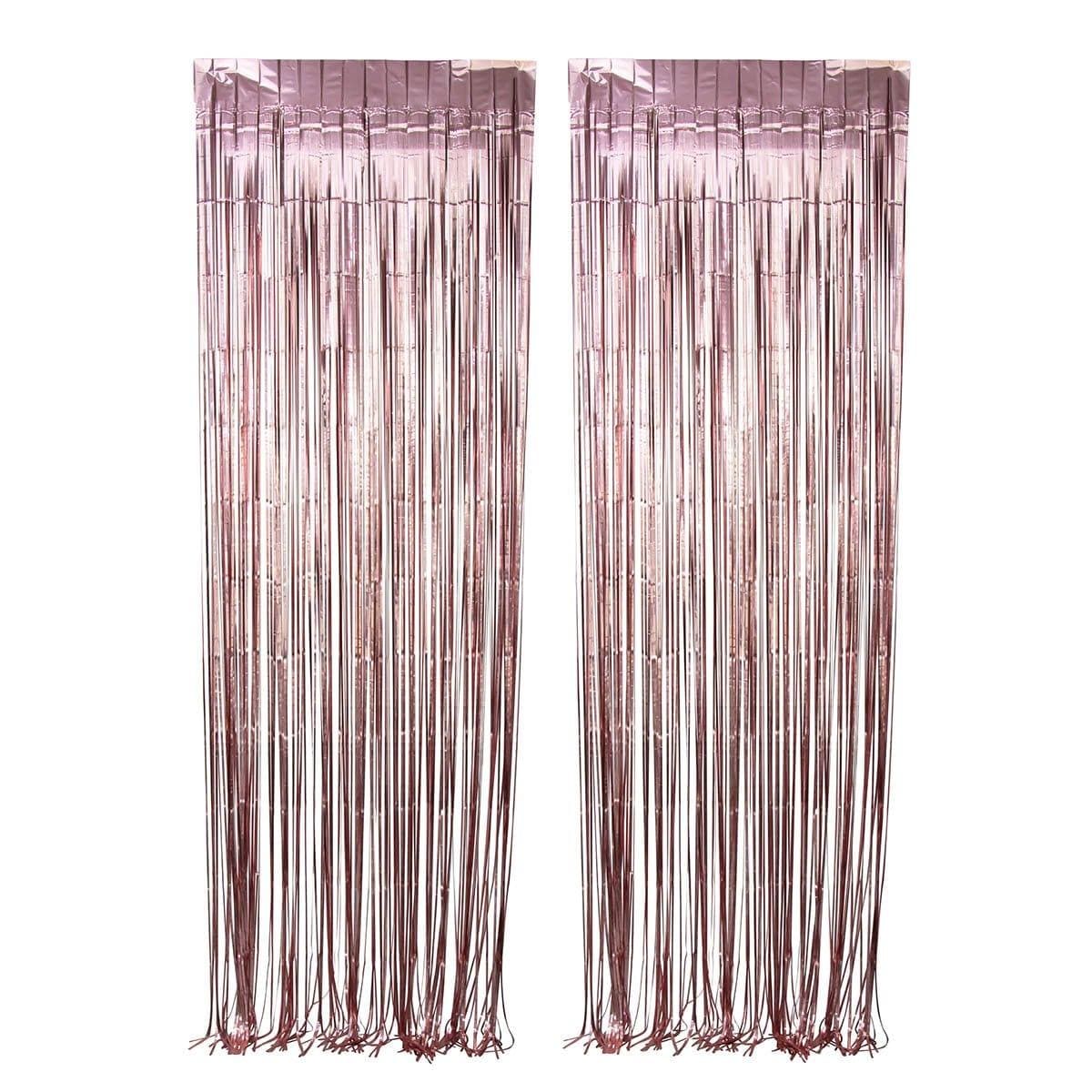 Buy Decorations Rose Gold, Matte Collection, Foil Fringe Curtain, 2 Count sold at Party Expert