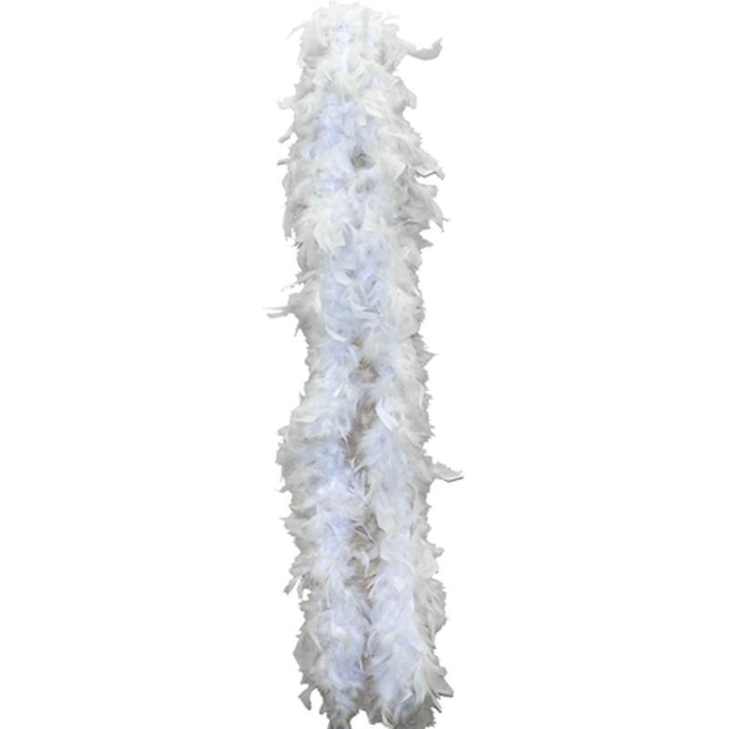Happy Feather Boa en plumes de dinde pour femme - Accessoire de costume  pour fête, danse, décoration de vacances - 1,8 m - 80 g, BLANC