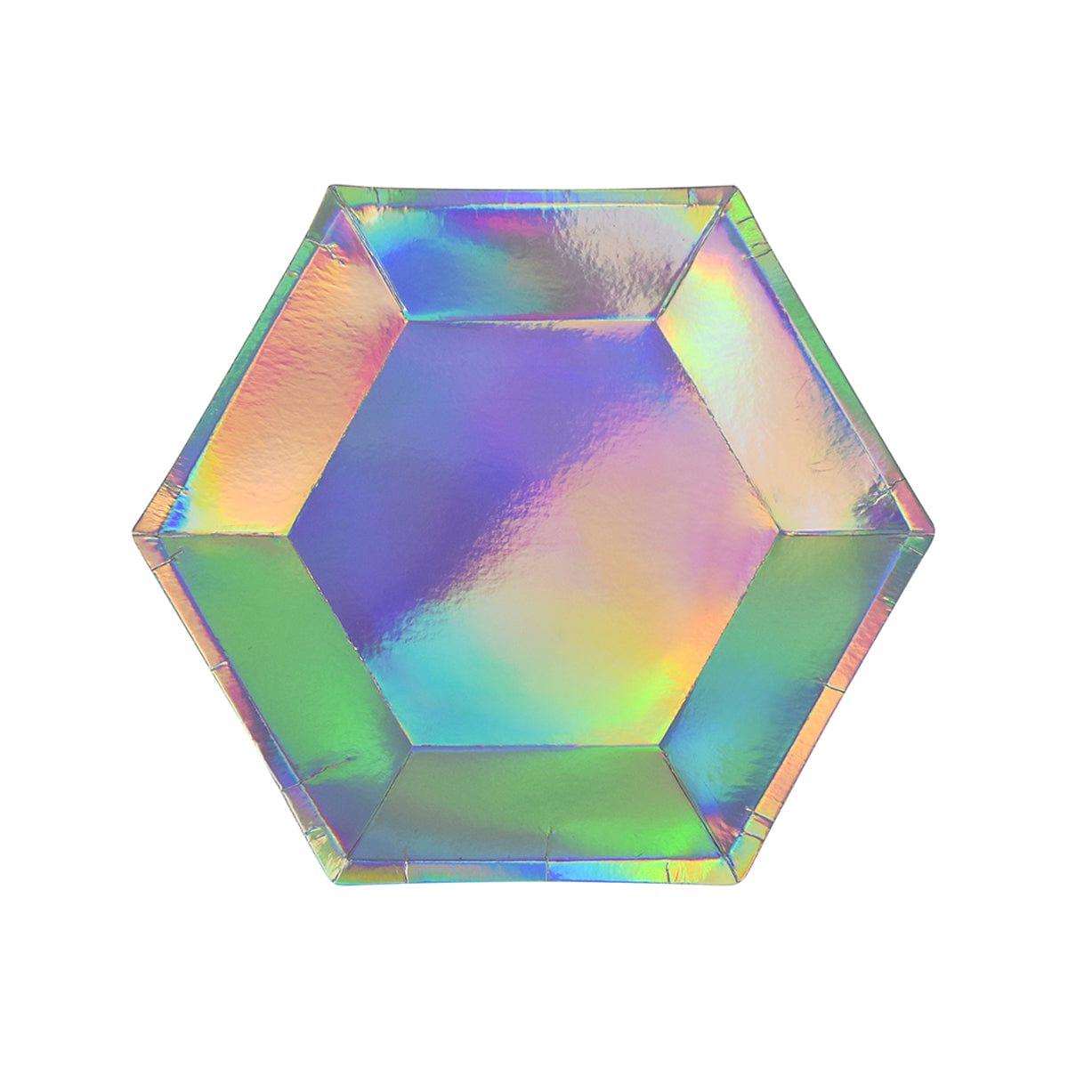 YIWU SANDY PAPER PRODUCTS CO., LTD Everyday Entertaining Hexagon Iridescent Plates, 7 Inches, 8 Count