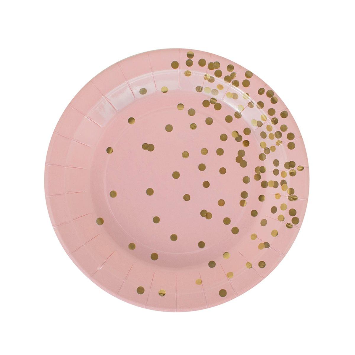 YIWU SANDY PAPER PRODUCTS CO., LTD Everyday Entertaining Light Pink Confetti Explosion Plates, 7 Inches, 8 Count