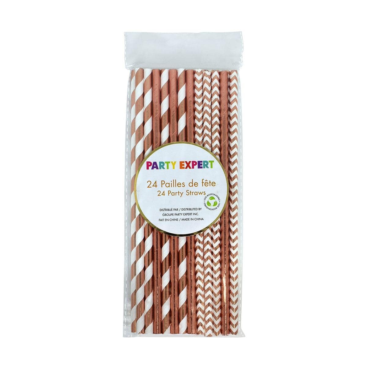 YIWU SANDY PAPER PRODUCTS CO., LTD Everyday Entertaining Paper Straws 24/Pkg - Rose Gold  And White