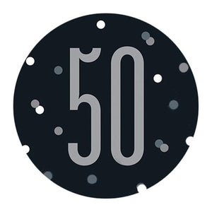 50th - Happy Birthday Black & Silver - Party Expert