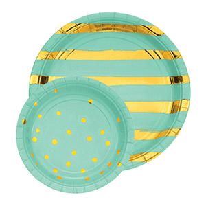 Cool Mint & Gold Tableware - Party Expert
