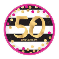 50th - Pink & Gold Confetti - Party Expert