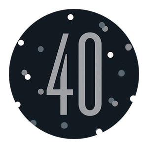 40th - Happy Birthday Black & Silver - Party Expert