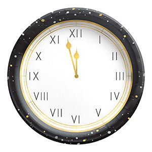 Assiette Nouvel An Horloge 26cm - Réveillon - Paquet de 10 - 2.50€