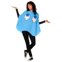 Pac-Man Inky Blue Ghost Poncho Costume for Adults