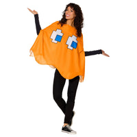Pac-Man Clyde Orange Ghost Poncho Costume for Adults