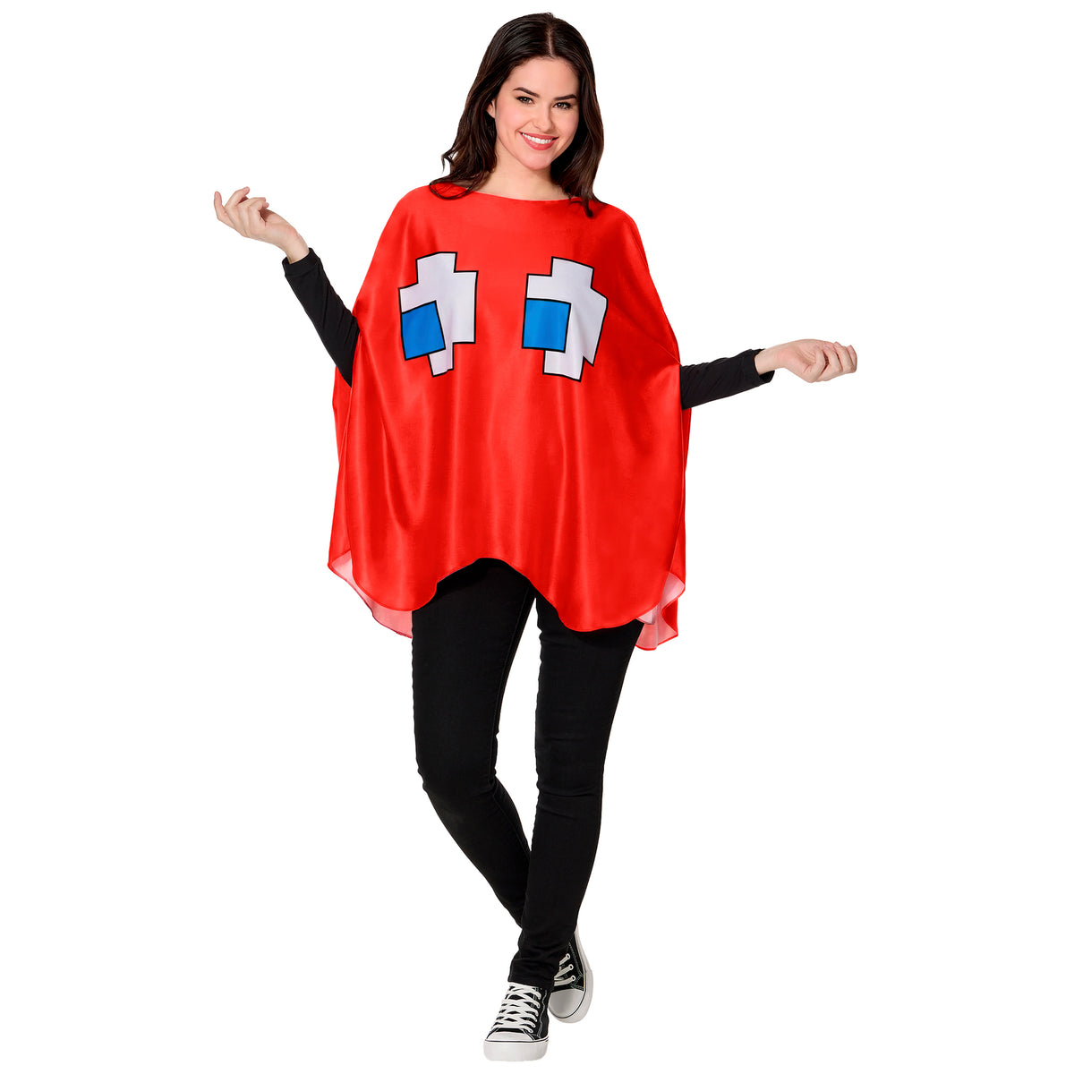 Costume poncho de Blinky, fantôme rouge, pour adultes, Pac-Man