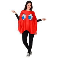 Pac-Man Blinky Red Ghost Poncho Costume for Adults