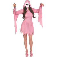 Scream Pink Glitter Ghost Face Costume for Adults, Hooded Dress and Mask