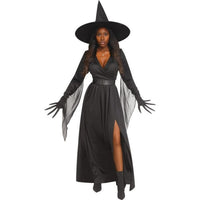 Black Magic Witch Costume for Adults, Gown, Gloves and Hat