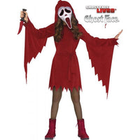 Costume Ghost Face rouge cramoisi scintillant pour enfants, Frissons, robe à capuchon et masque
