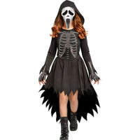 Scream Skele-Stone Ghost Face Costume for Kids, Hooded Dress and Mask